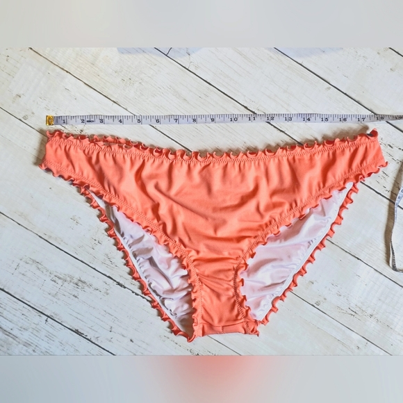 NEW Shade & Shore Swim Bikini Ombre Top & Ruched Bottoms Orange Cream Tie String - Picture 9 of 13